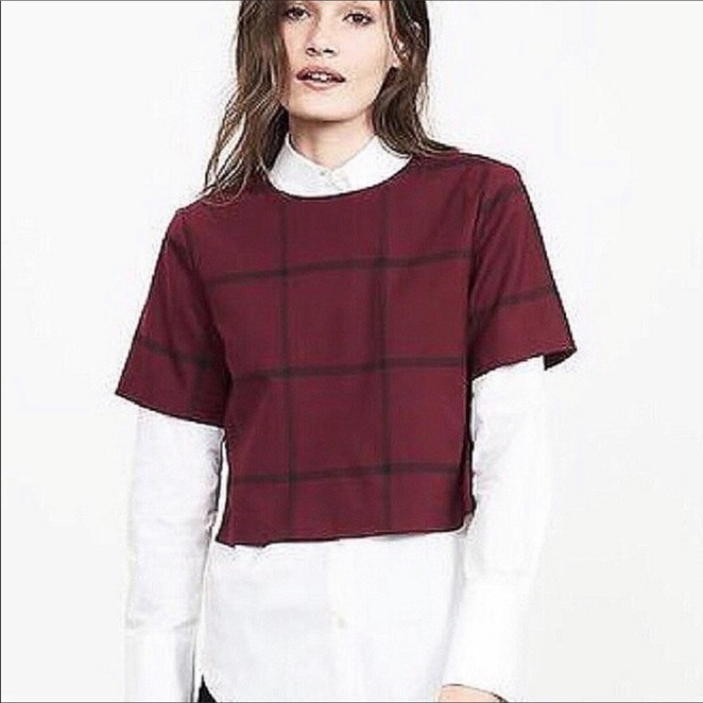 Banana republic plaid red and black crop blouse - AK